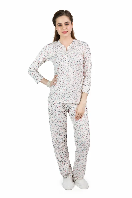 Beige Tiny Floral Pyjama Set