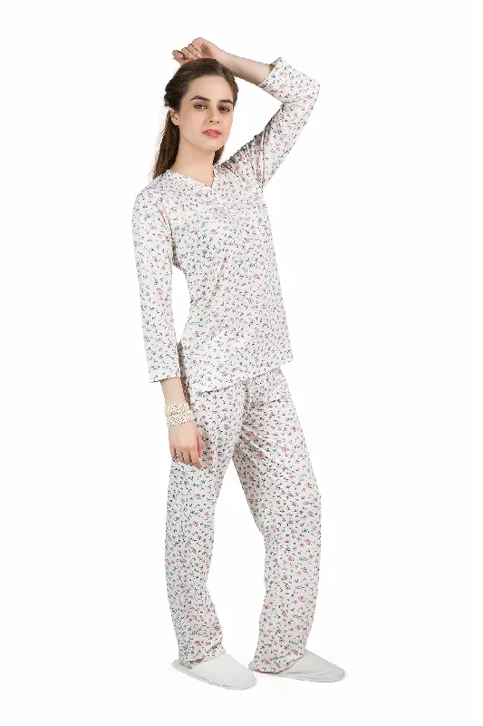 Beige Tiny Floral Pyjama Set