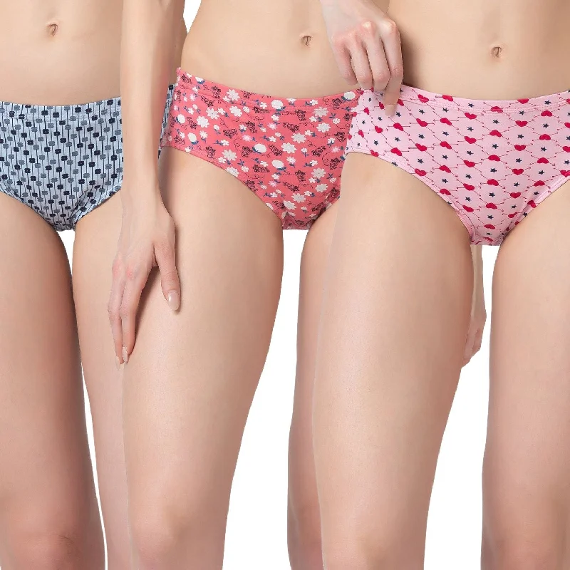 Women's Cotton Hipster Printed Panty - Pack of 3 CSP3-045Multi