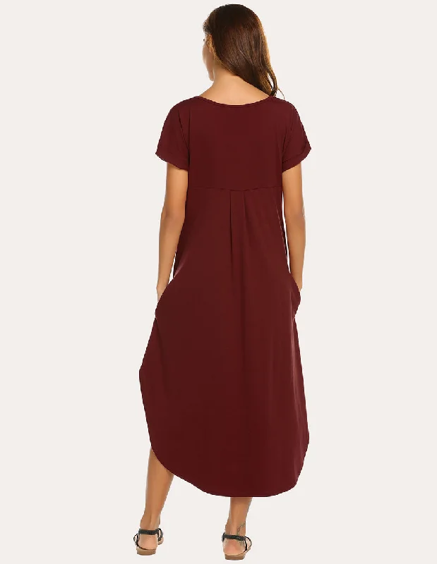 Ekouaer A-Line Split Hem Sleepwear Dress