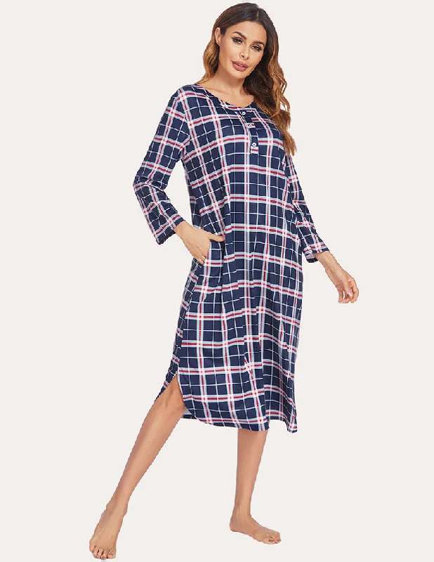 Ekouaer Flannel Plaid Nightgown