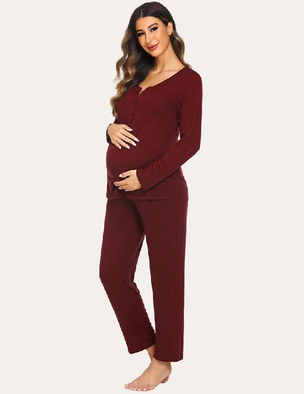 Ekouaer Maternity Nursing Top Pants Set