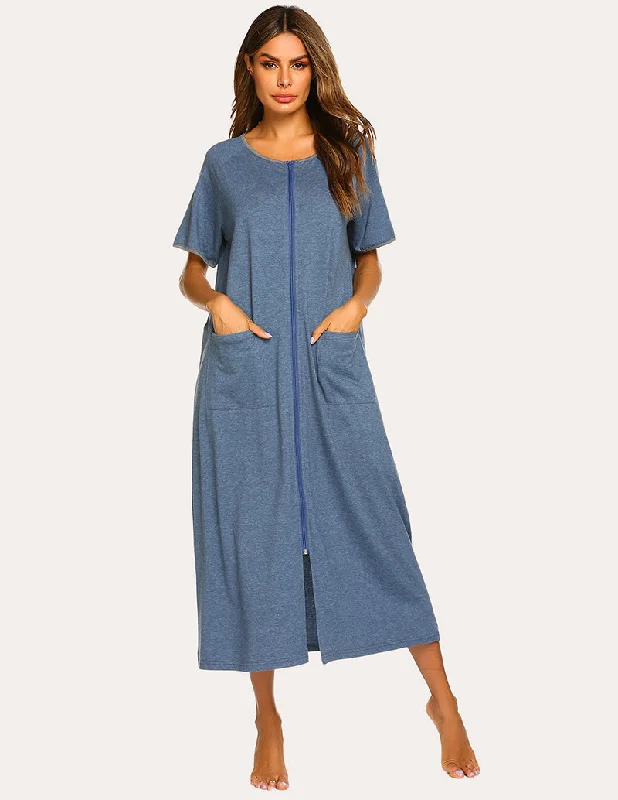 Ekouaer Short Sleeve Full Length Loungewear with Pockets