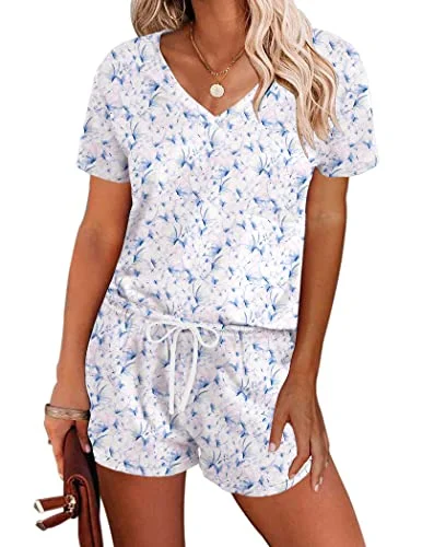 Ekouaer  Short Sleeve Lounge Pajamas Sets