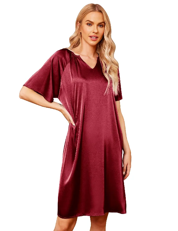 Ekouaer Short Sleeve Silk Loose Sleepwear