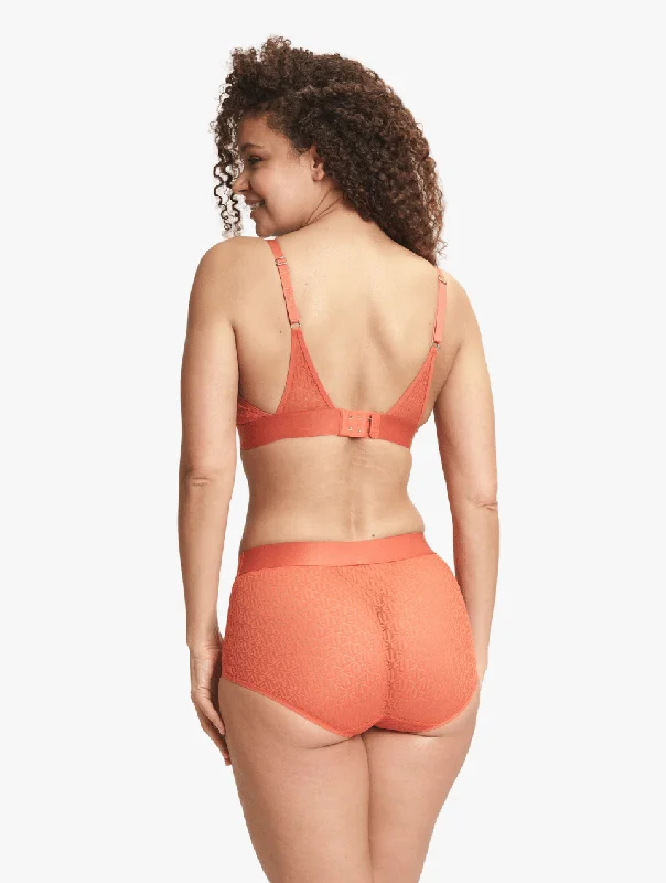 ELLE Icon Lace Triangle Bralette & High Waisted Brief Set - Orange