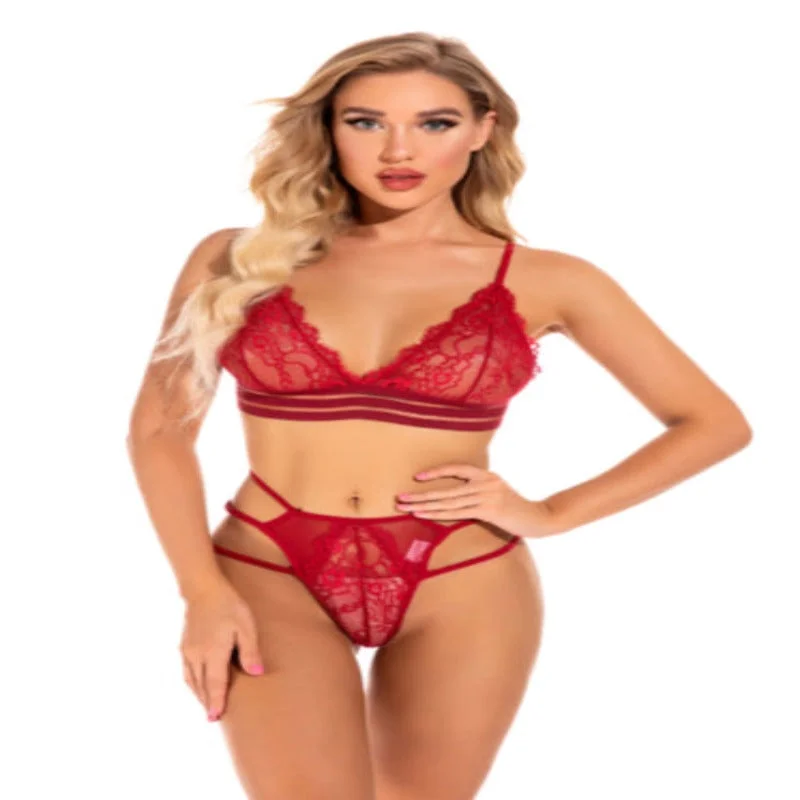 La Belle Fantastique 2 Pieces Red Sexy Danica Lace Bra set | Red Bra Set and G-String