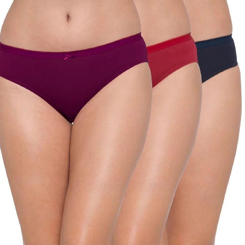 Multi Cotton Bikini Mid Rise Anti-Bacterial Panties (Pack of 3) CSP3-PLAIN-615