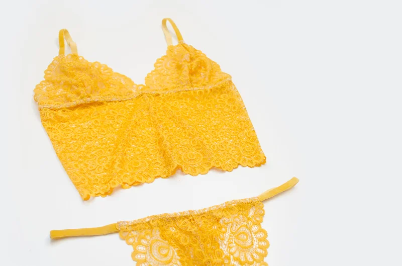 'Pineapple' Long Lace Bralet Set