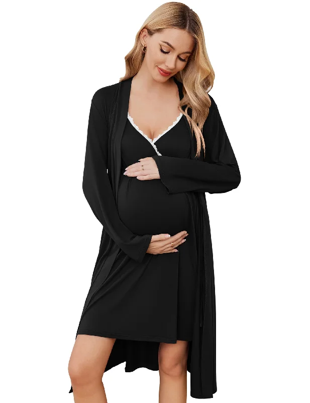 Premium Soft Nursing Gown and Robe Set