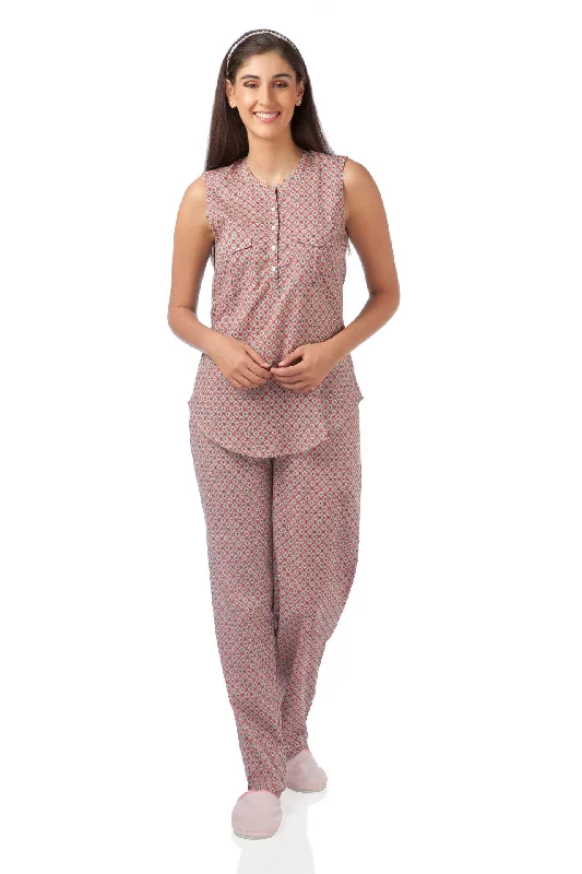 Sleeveless Abstract Pyjama Set