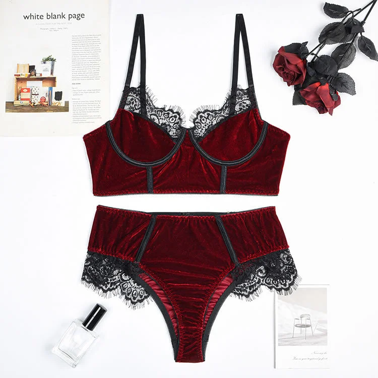 Waist Time Velvet Bra Set