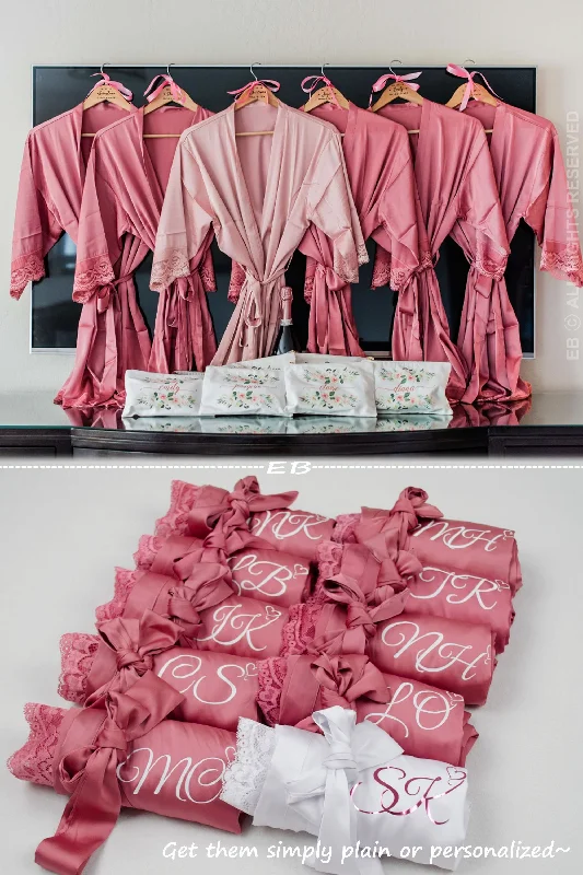 Dusty Rose robes, set of 1,2,3,4,5,6,7,8,9,10,11,12, bridesmaid proposal box, getting ready robes, bachlorette party, plus and child size