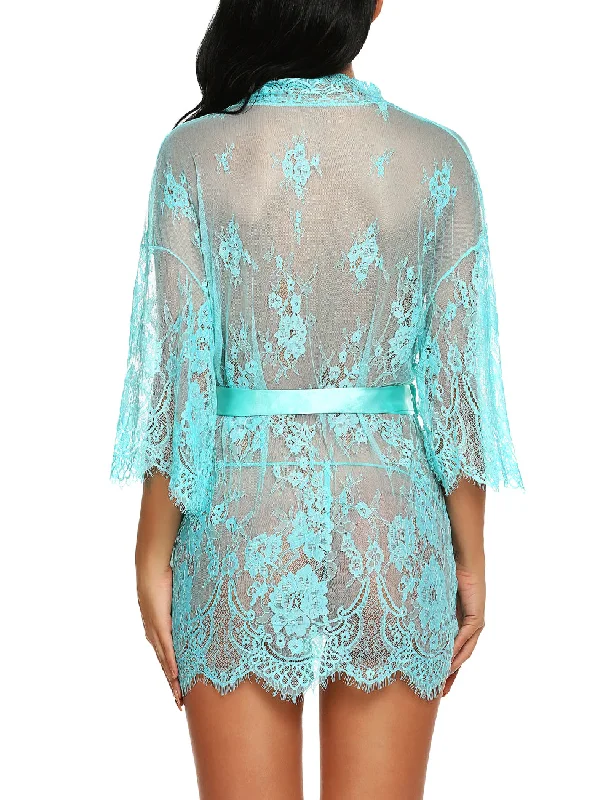 Eyelash Lace Kimono Robe