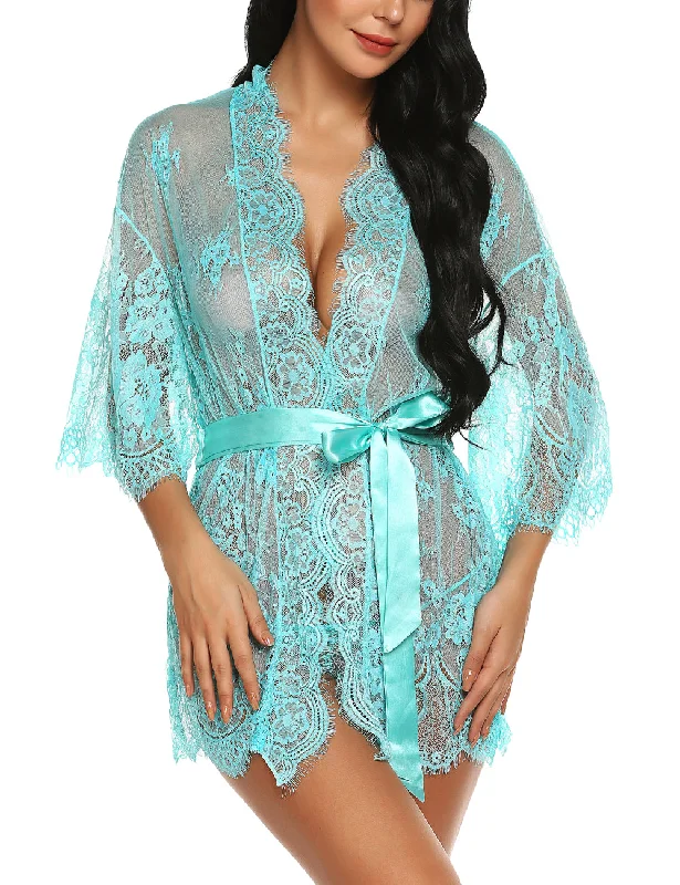 Eyelash Lace Kimono Robe