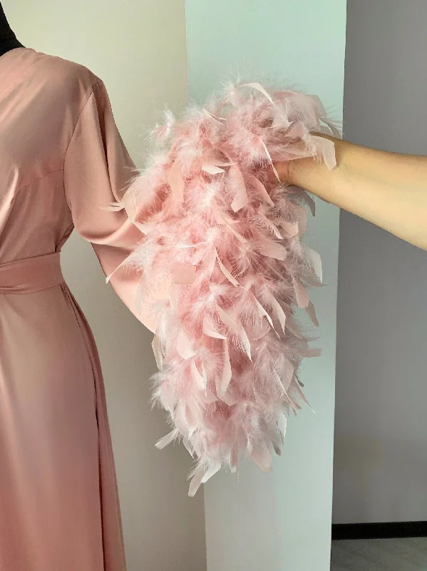 Pink feather robe long Handmade BellaDonnaUa