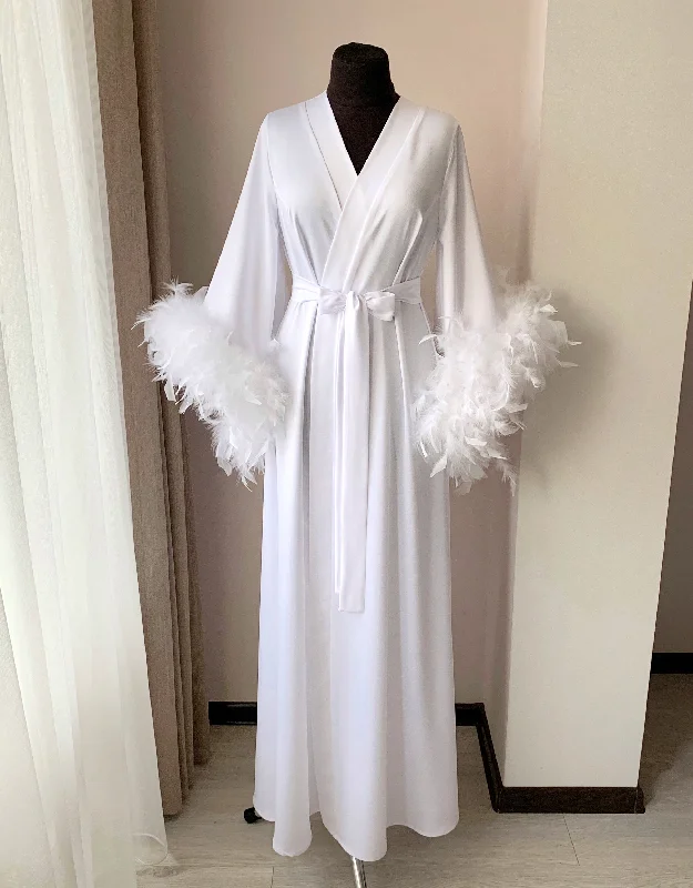 Pink feather robe long Handmade BellaDonnaUa