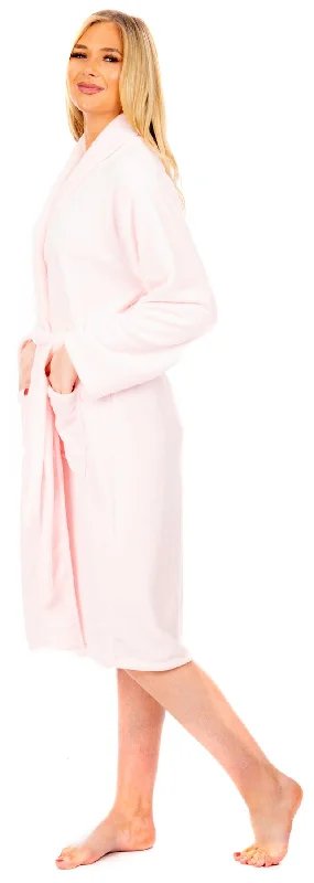 Ladies Pink Flannel Fleece Bathrobe