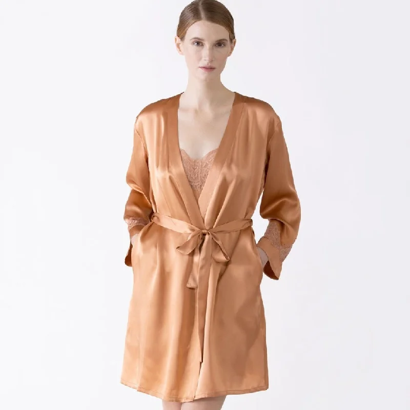 NK iMode Morgan Iconic Short Silk Robe Burnt Almond