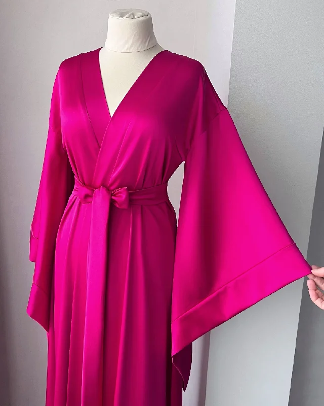 Pink kimono robe long - Bridesmaid Robes