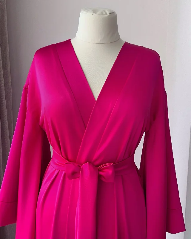 Pink kimono robe long - Bridesmaid Robes