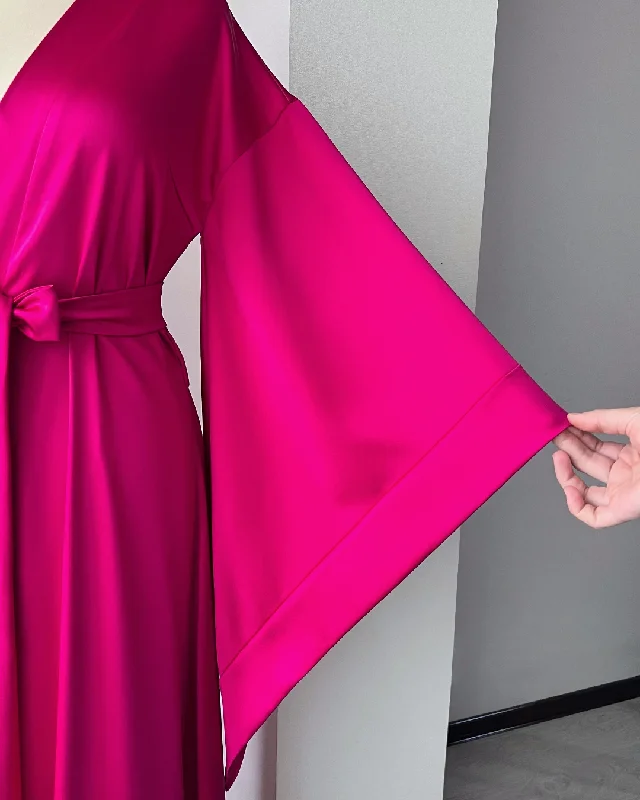 Pink kimono robe long - Bridesmaid Robes