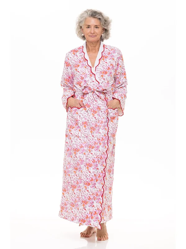 Pink Floral Terry Lined Classic Robe