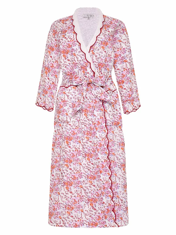 Pink Floral Terry Lined Classic Robe