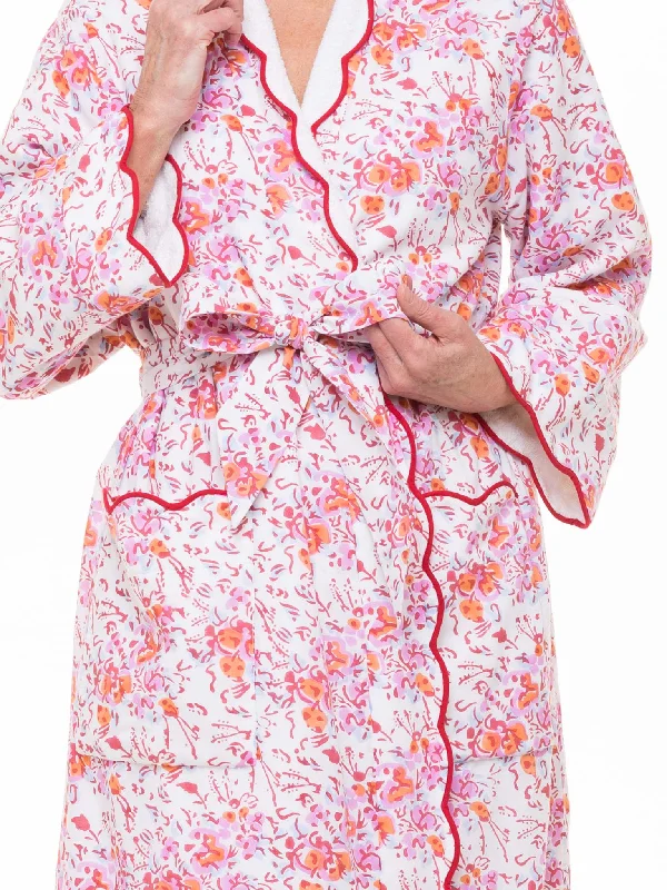 Pink Floral Terry Lined Classic Robe