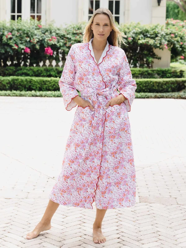 Pink Floral Terry Lined Classic Robe