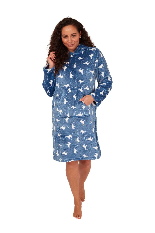 Polar Bear Print Fleece Lounger-TEAL