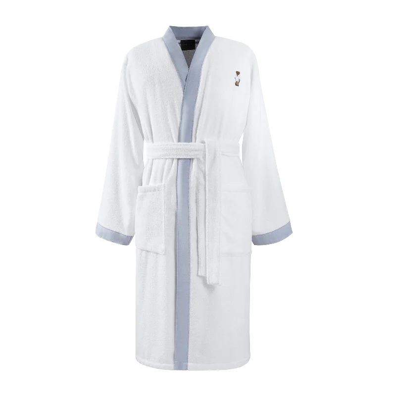 RALPH LAUREN Bademantel Doleman,  White Blue