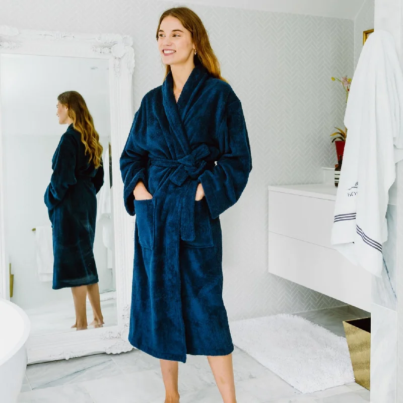 Women's Nua Cotton Bathrobe - Navy Blue