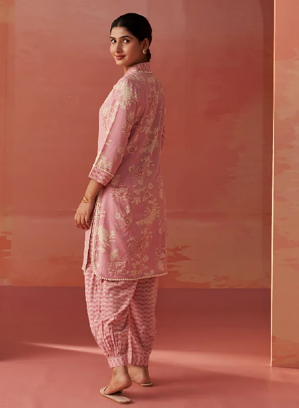 Alvia Rose Pink Printed Viscose Cotton Straight Co-ord Set