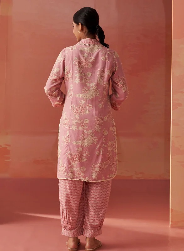 Alvia Rose Pink Printed Viscose Cotton Straight Co-ord Set