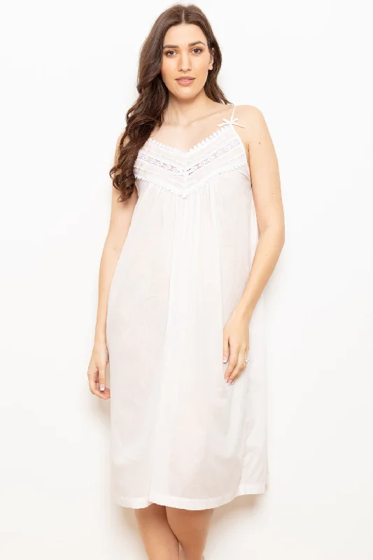 Cottonreal 'Ramseya' Cotton Voile Strappy Nightdress - Pale Pink