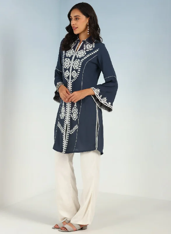 Grey kurti with Dori work and Bell Sleeves