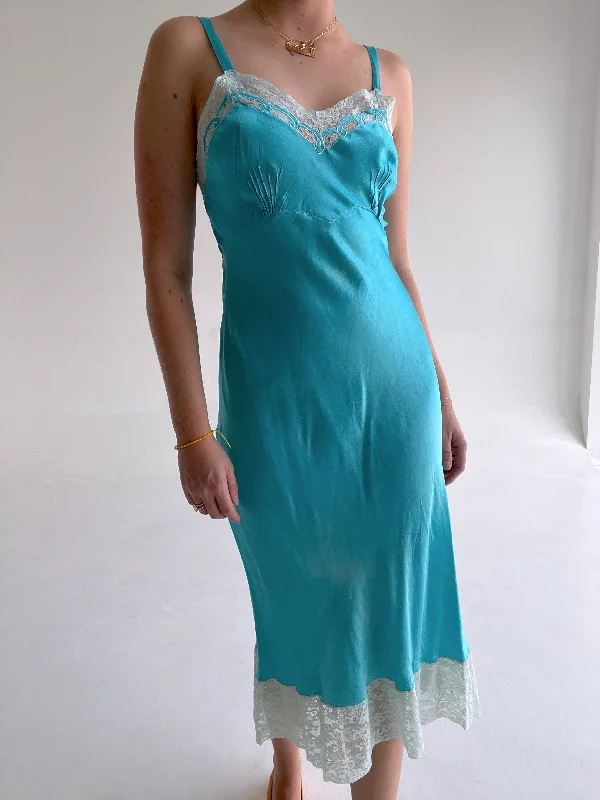 Hand Dyed Tropical Blue Silk Slip