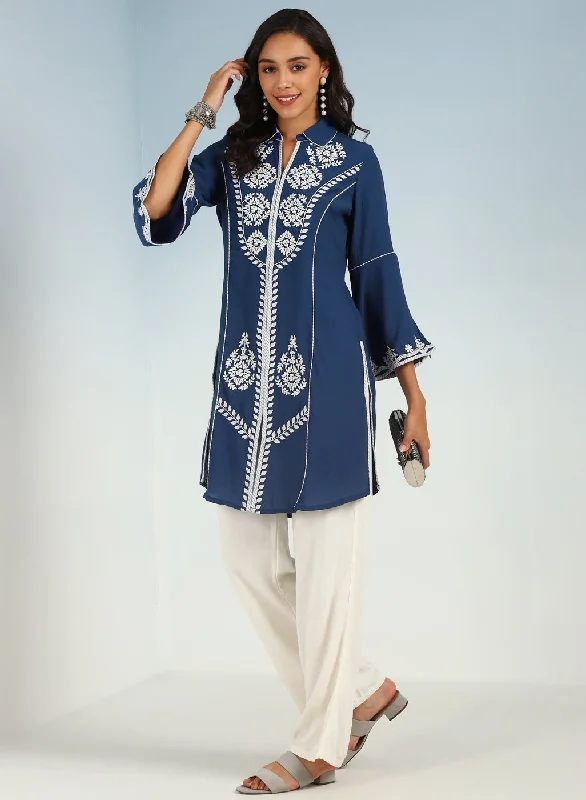 Indigo kurti with Dori work and Bell Sleeves