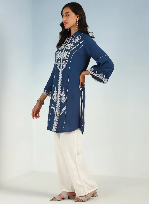 Indigo kurti with Dori work and Bell Sleeves