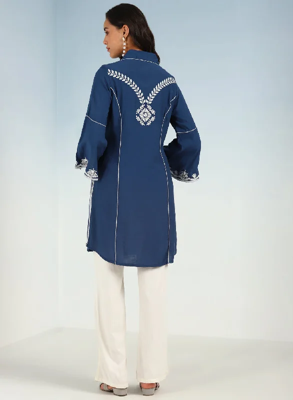 Indigo kurti with Dori work and Bell Sleeves