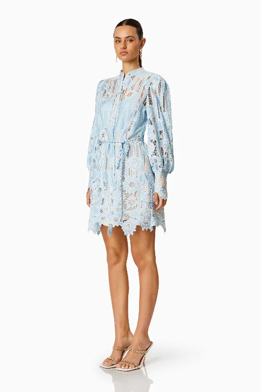 Jetsetter Mini Shirt Dress In Blue