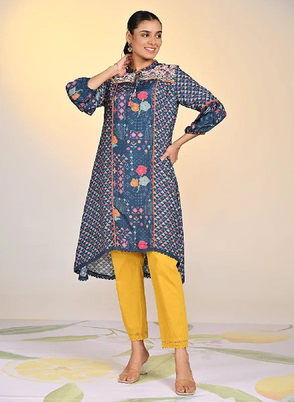 Jiya Blue Printed Kurti For Women