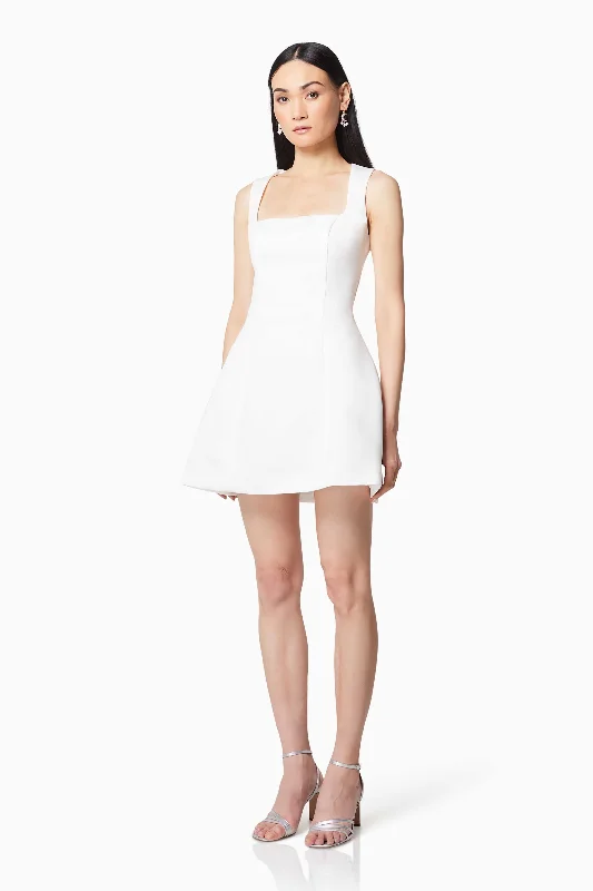 Juliet Square Neckline Mini Dress In White