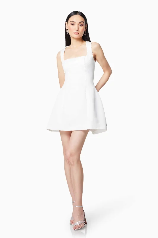 Juliet Square Neckline Mini Dress In White