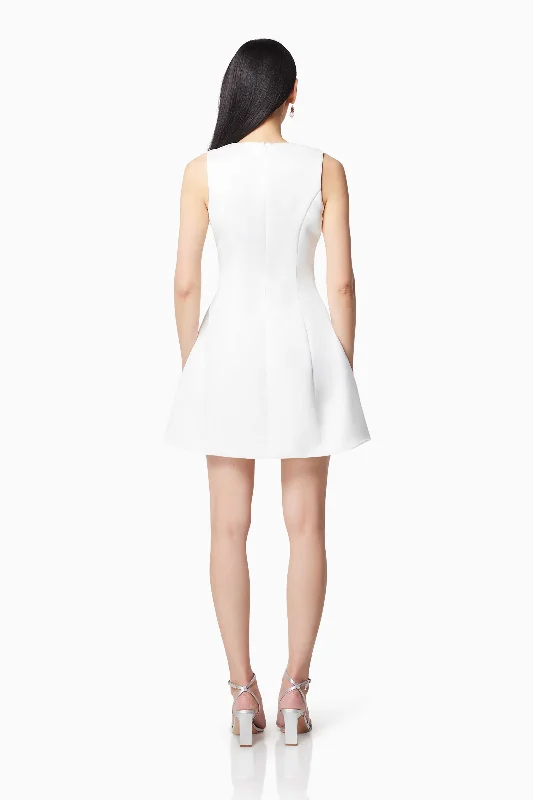 Juliet Square Neckline Mini Dress In White