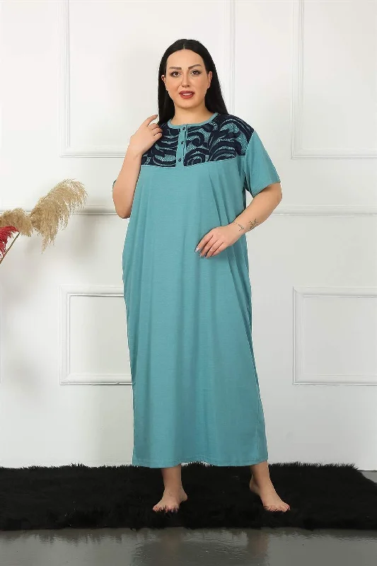 Lacy Short Sleeve Oil Mother Nightgown 1348