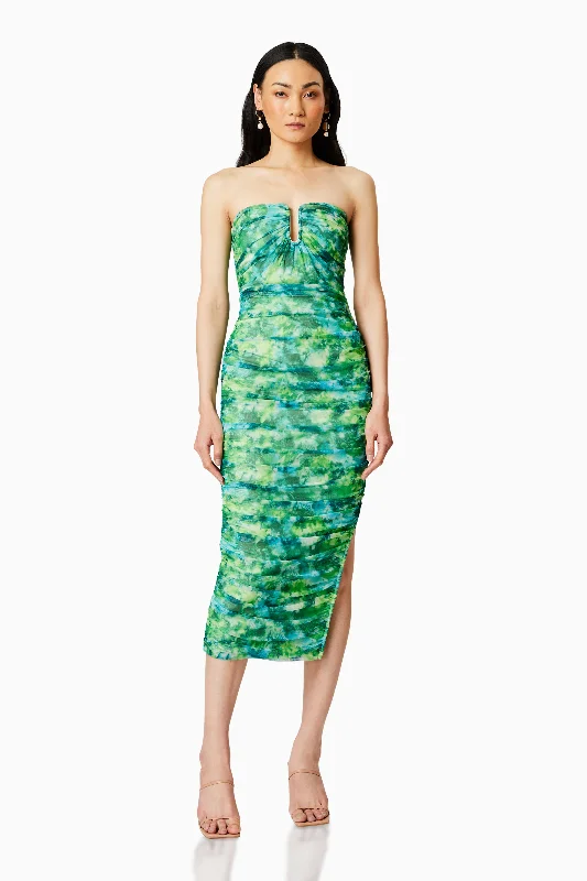 Larkspur Fitted Midi Dress In Green