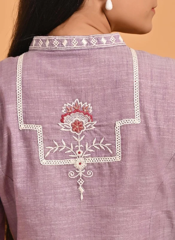 Lavender Embroidered Slub Tunic