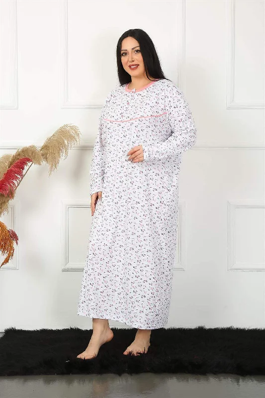 Long Sleeve White Mother Nightgown 1356